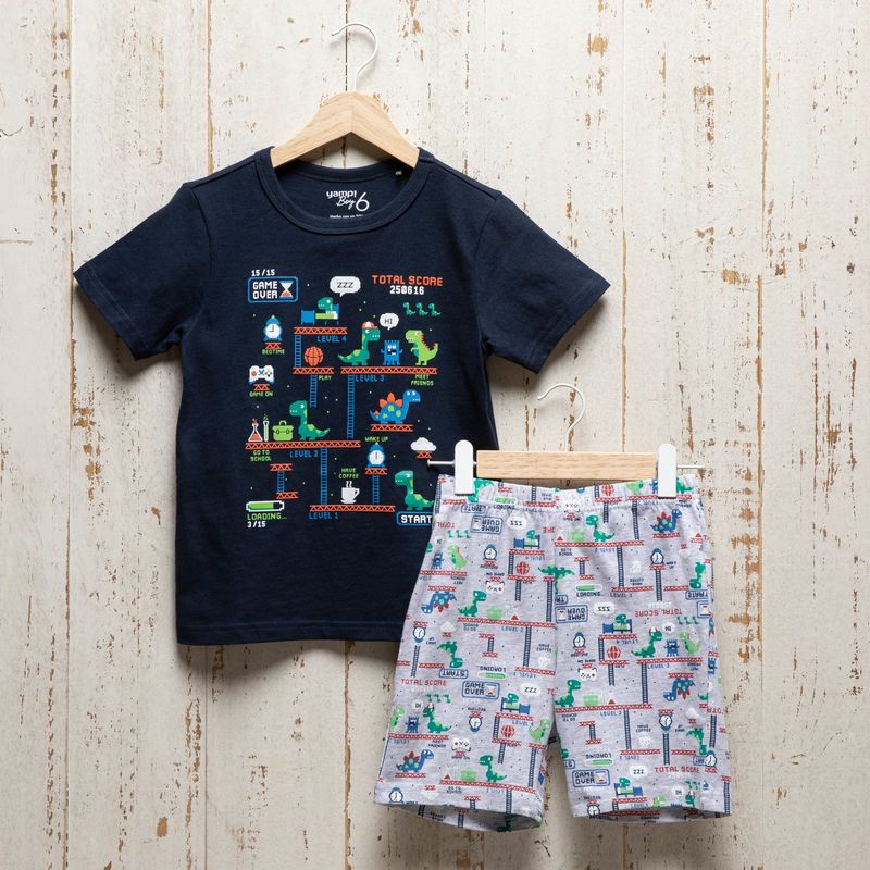 YAMP - Pijama para Niño 2 piezas con Estampado Cintura elásticada Manga corta de Algodón Yamp