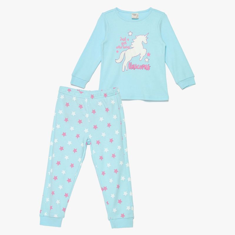 YAMP - Pijama para Niña 2 piezas con Estampado Cintura elásticada Manga larga de Algodón Yamp