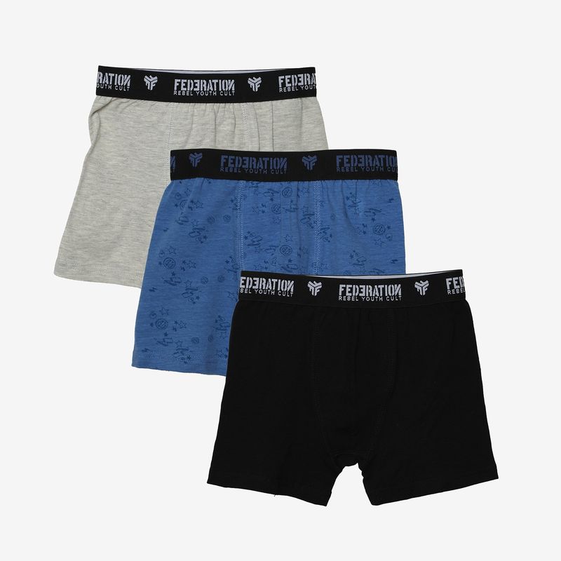 FEDERATION - Boxer Niño Pack de 3 unidades de Algodón Federation