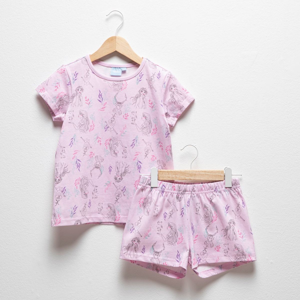 DISNEY - Pijama para Niña 2 piezas con Estampado Cintura elásticada Manga corta de Algodón Frozen