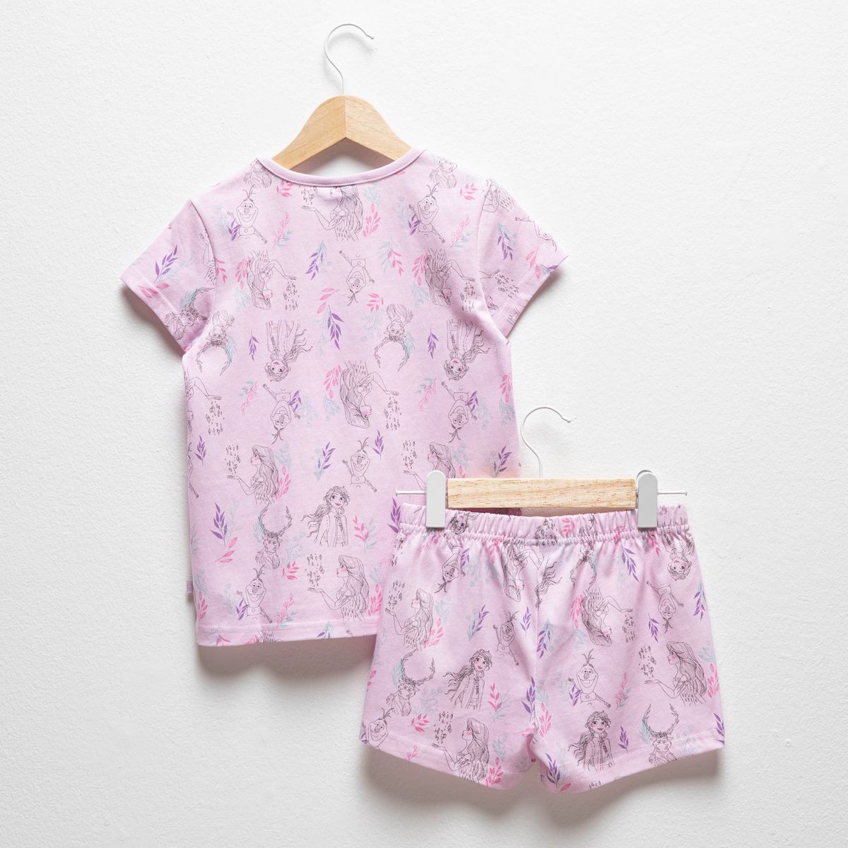 DISNEY - Pijama para Niña 2 piezas con Estampado Cintura elásticada Manga corta de Algodón Frozen