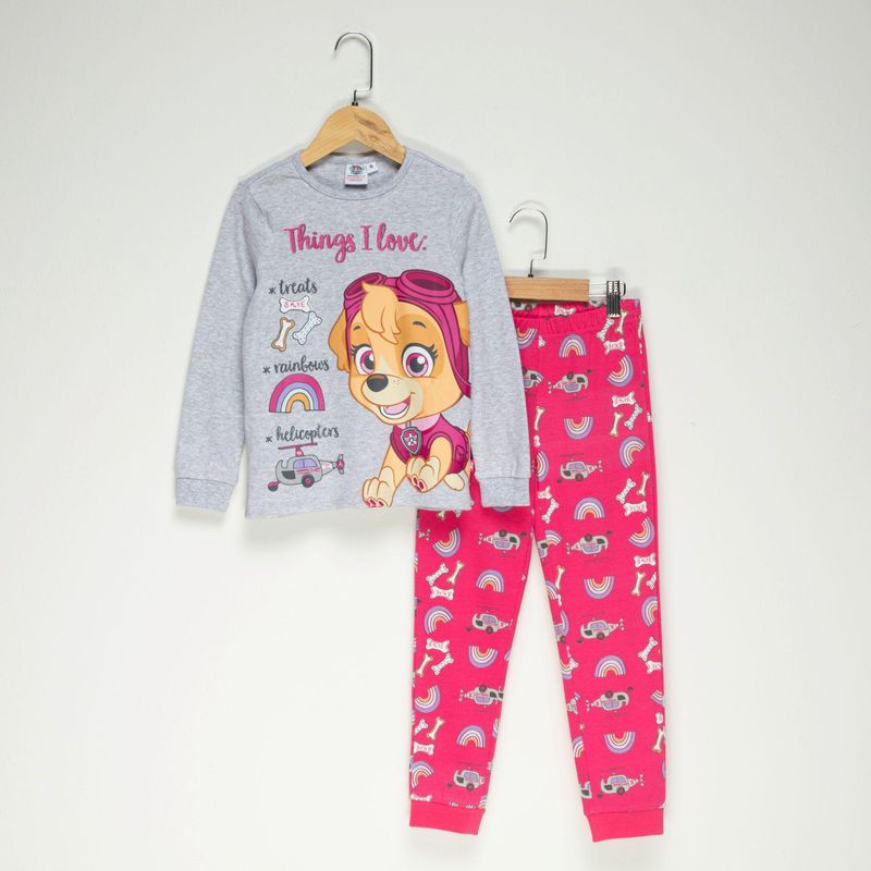 PAW PATROL - Pijama para Niña 2 piezas con Estampado Cintura elásticada Manga larga de Algodón Paw Patrol