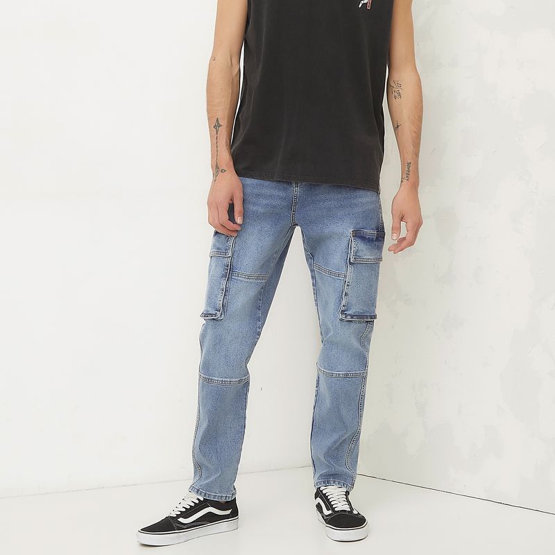 DENIMLAB - Jean Cargo Hombre de Algodón Denimlab