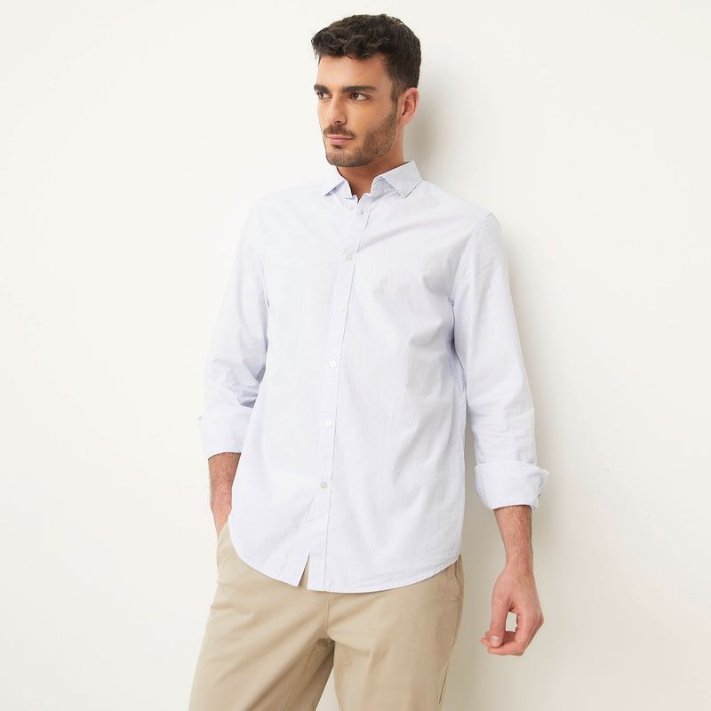 BASEMENT - Camisa Hombre Manga larga Slim Algodón Basement