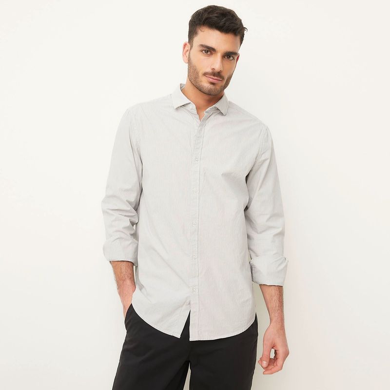 BASEMENT - Camisa Hombre Manga larga Slim Algodón Basement