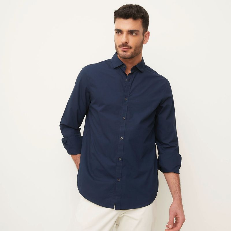 BASEMENT - Camisa Hombre Manga larga Slim Algodón Basement
