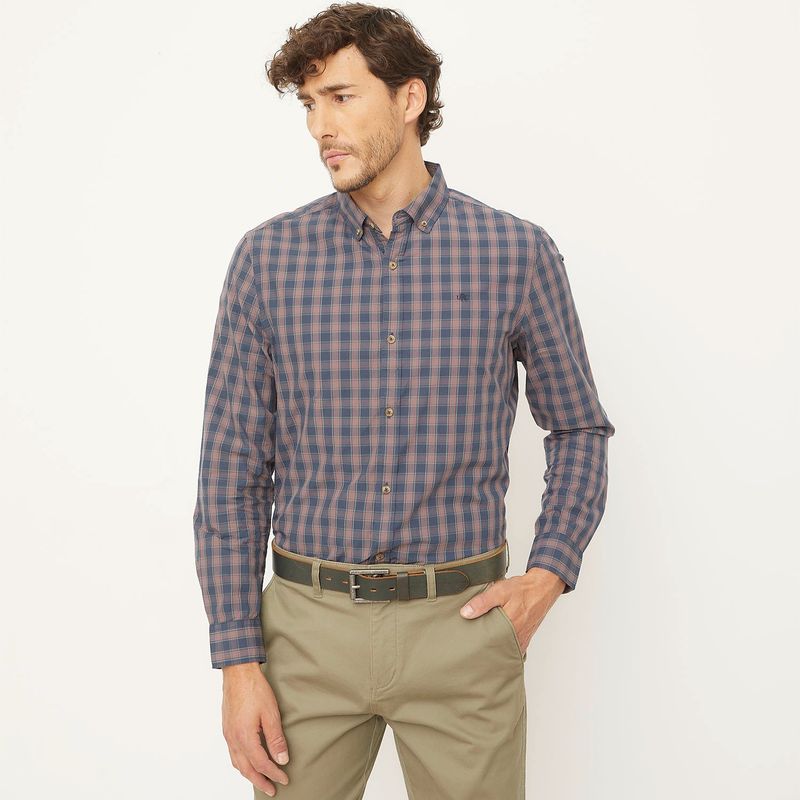 UNIVERSITY CLUB - Camisa Hombre de Cuadros Manga larga de Algodón University Club