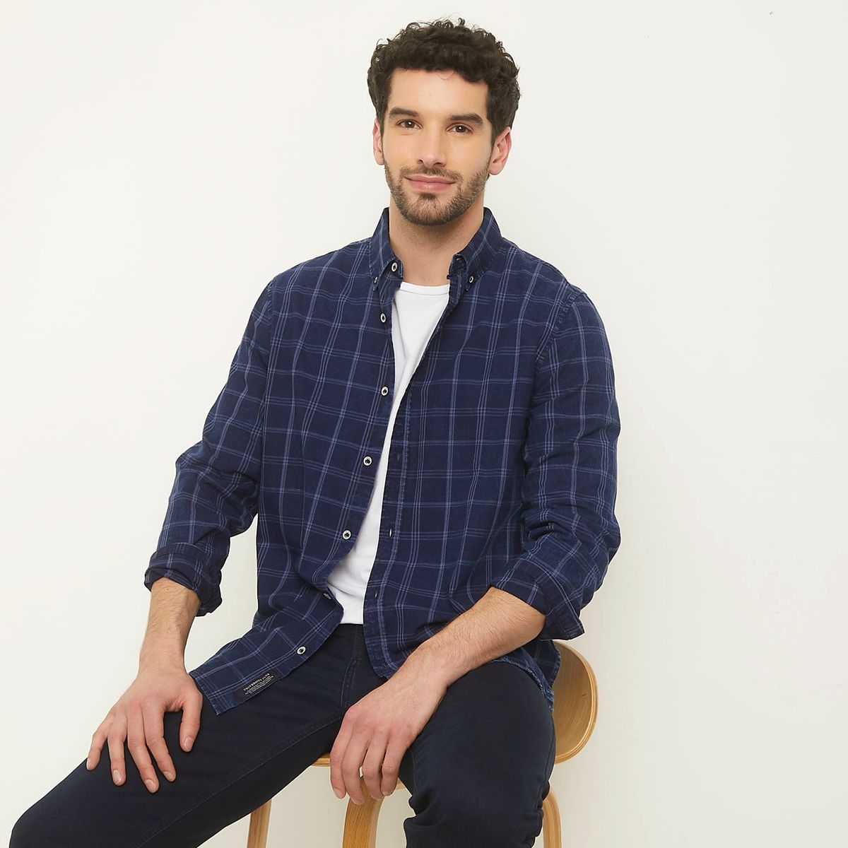 UNIVERSITY CLUB - Camisa Hombre de Cuadros Manga larga  de Algodón University Club