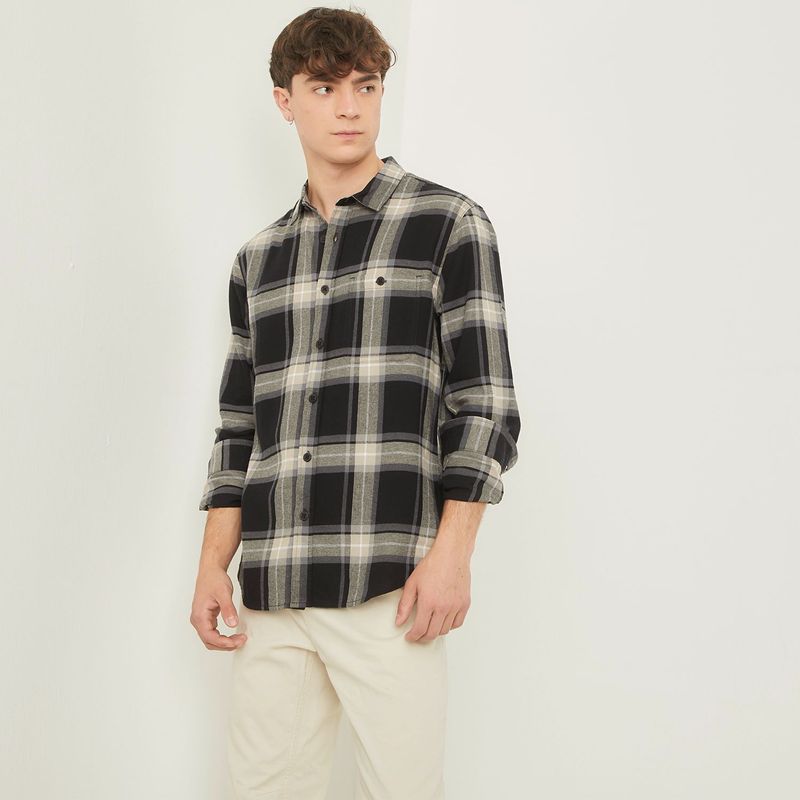 BEARCLIFF - Camisa para Hombre de Cuadros Manga larga Bearcliff