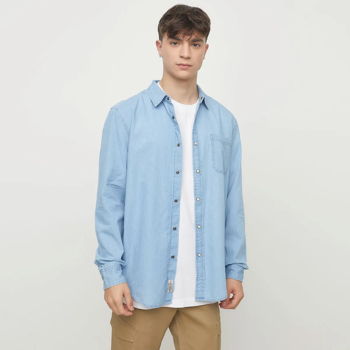 BEARCLIFF - Camisa Hombre Manga larga de Algodón Bearcliff
