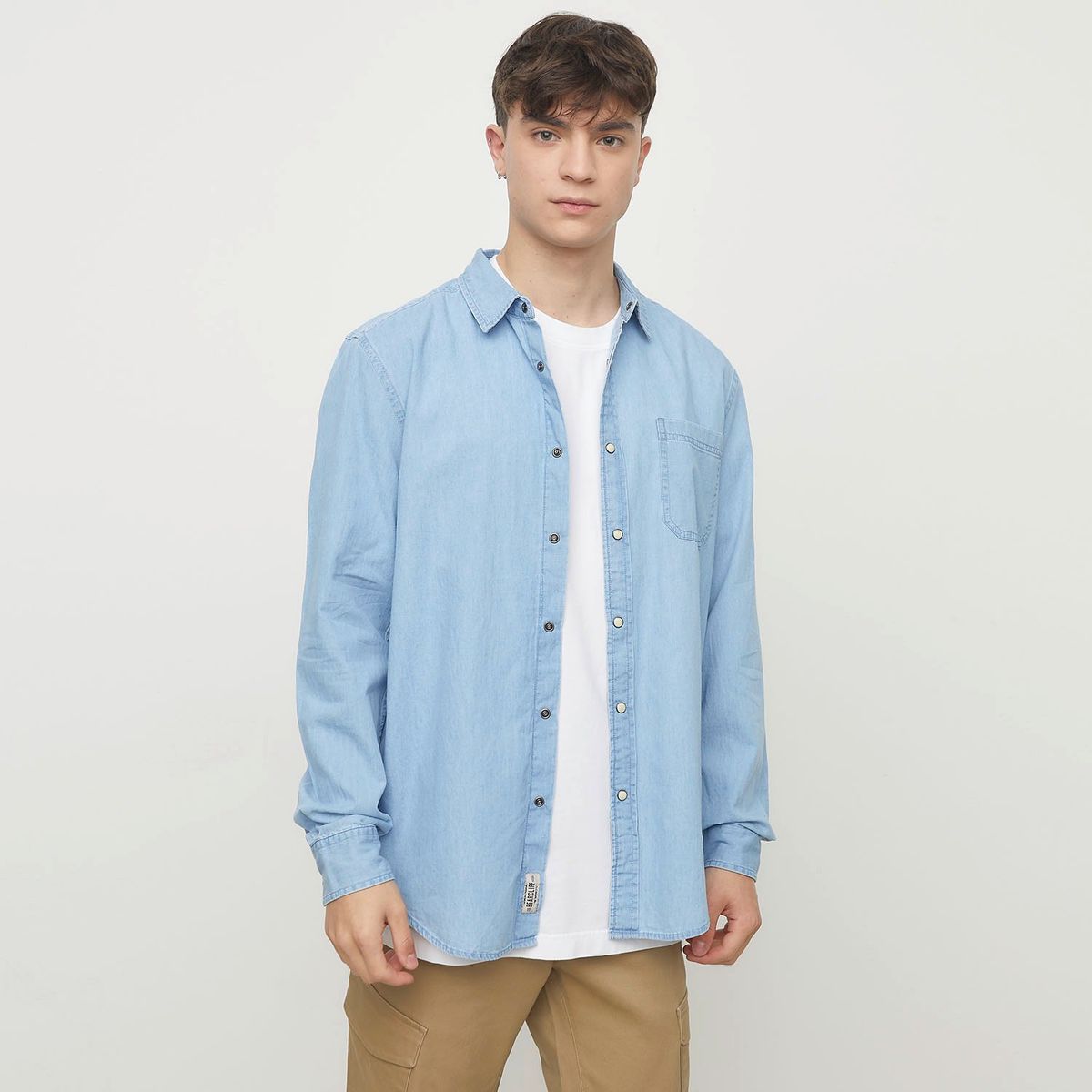BEARCLIFF - Camisa Hombre Manga larga de Algodón Bearcliff