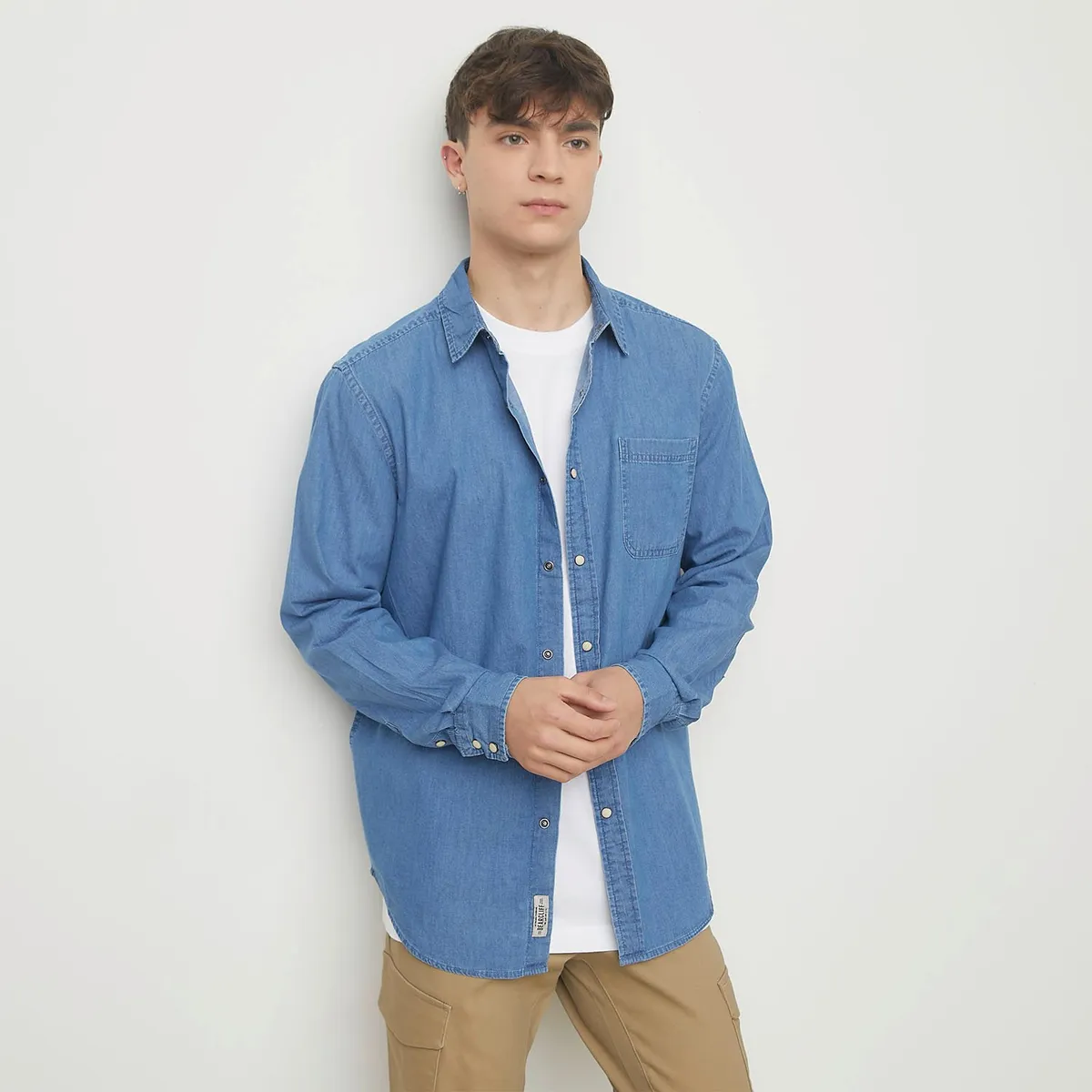 BEARCLIFF - Camisa Hombre Manga larga de Algodón Bearcliff