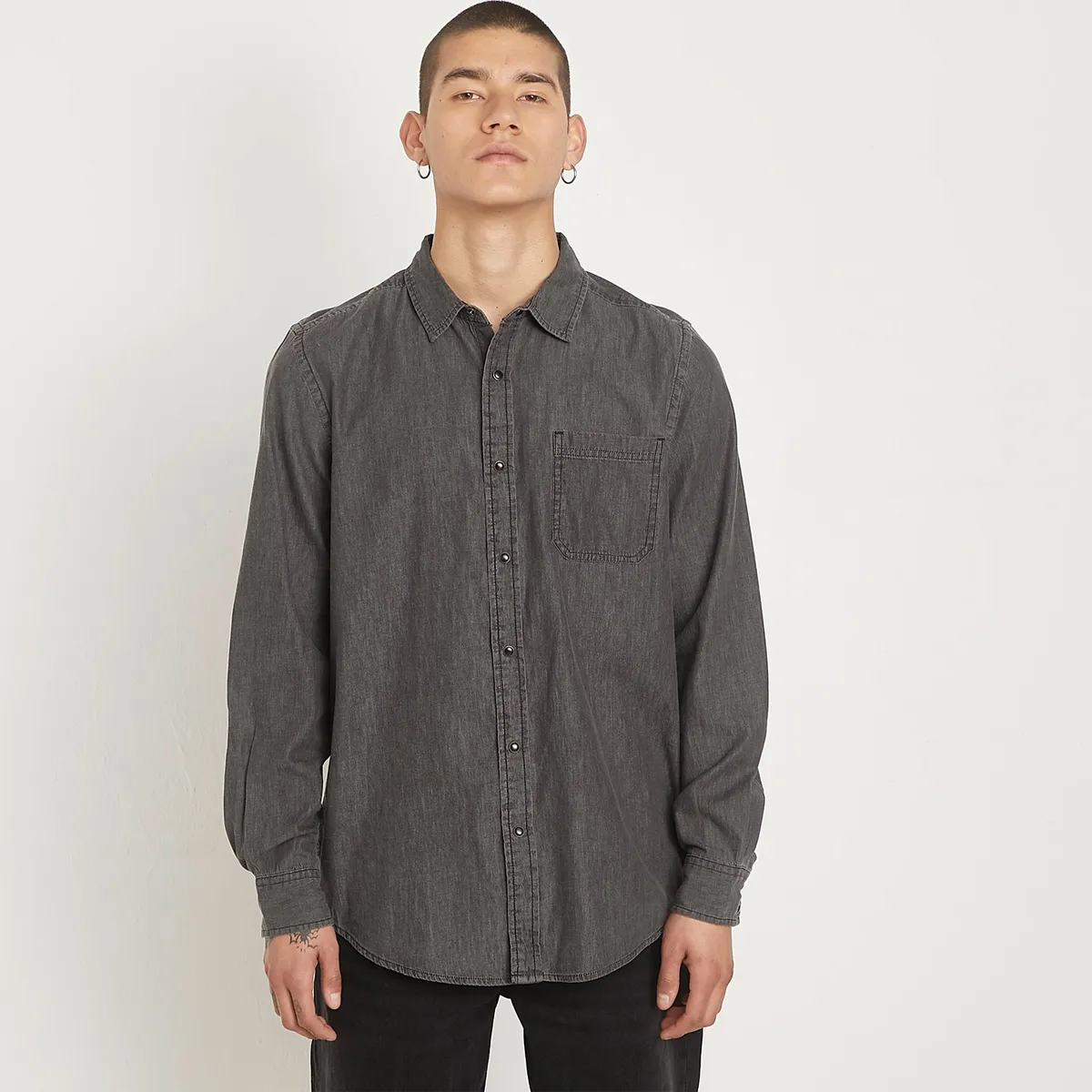 BEARCLIFF - Camisa Hombre Manga larga de Algodón Bearcliff
