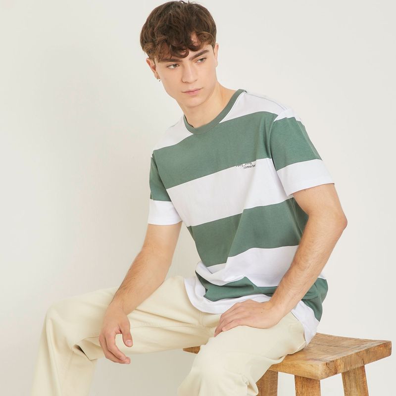 BEARCLIFF - Camiseta para Hombre Manga corta de Rayas Bearcliff