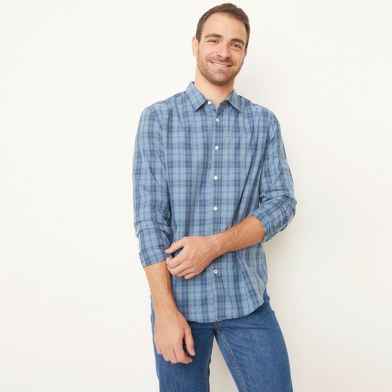 NEWPORT - Camisa Hombre de Cuadros Manga larga de Algodón Newport