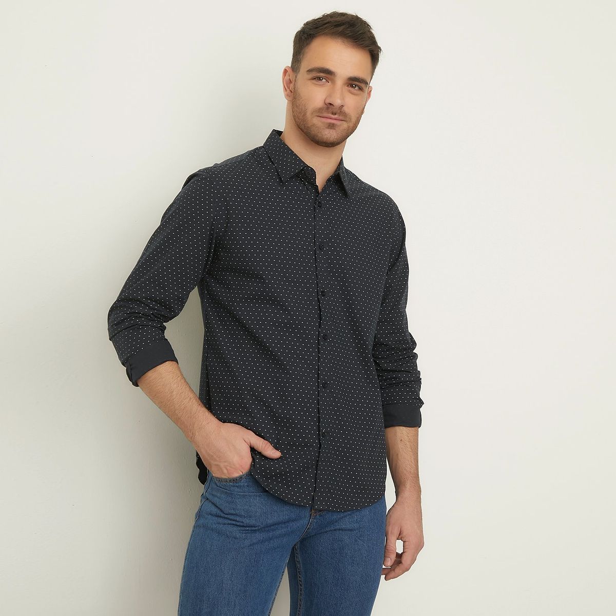 NEWPORT - Camisa Hombre Manga larga Slim Algodón Newport