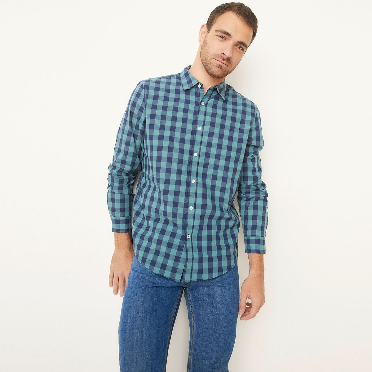 NEWPORT - Camisa Hombre de Cuadros Manga larga de Algodón Newport