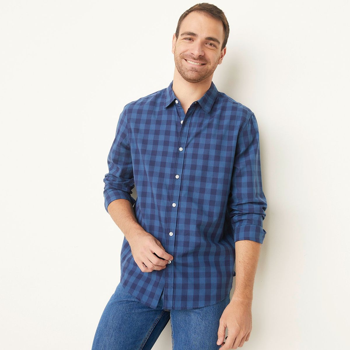 NEWPORT - Camisa Hombre de Cuadros Manga larga de Algodón Newport