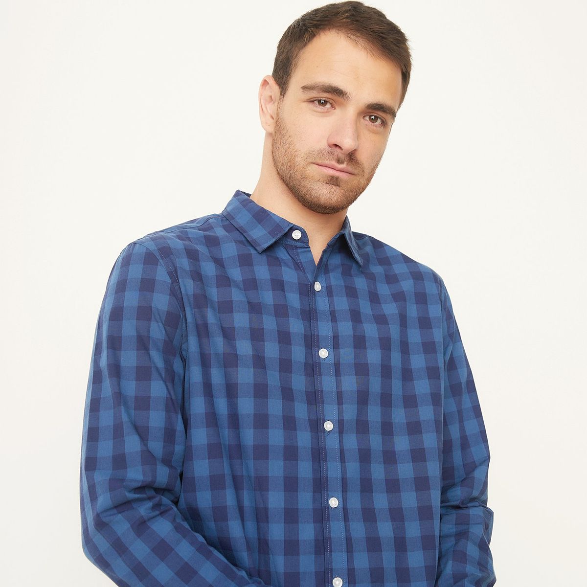 NEWPORT - Camisa Hombre de Cuadros Manga larga de Algodón Newport