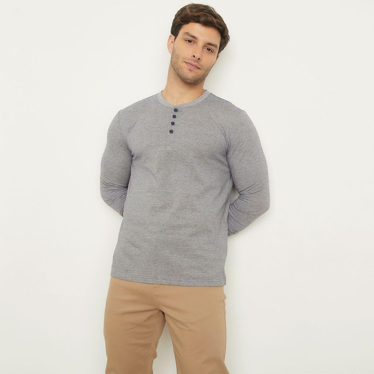 NEWPORT - Camiseta Hombre Manga larga de Algodón Newport