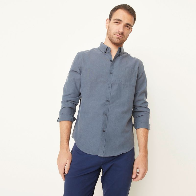 NEWPORT - Camisa Hombre Manga larga Slim de Algodón Newport