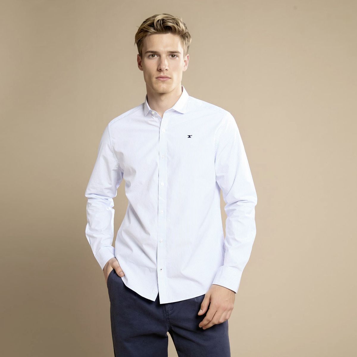 WOLF & HANK - Camisa Hombre Manga larga Slim de Algodón Wolf & Hank