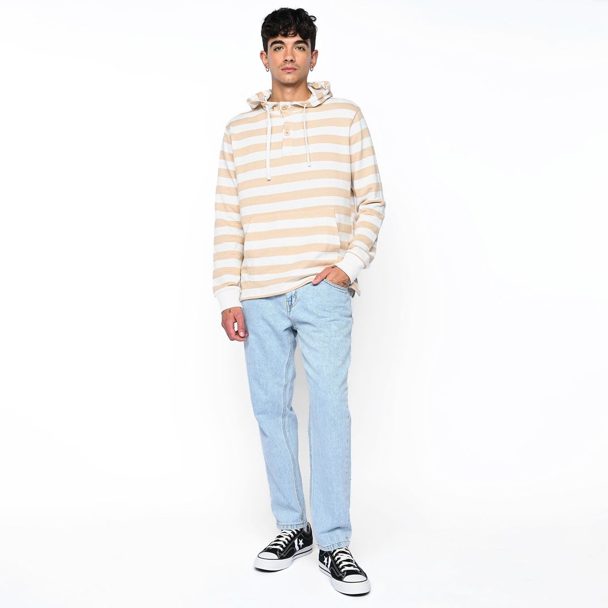 BEARCLIFF - Camiseta Hombre Manga larga de Rayas de Algodón Bearcliff 