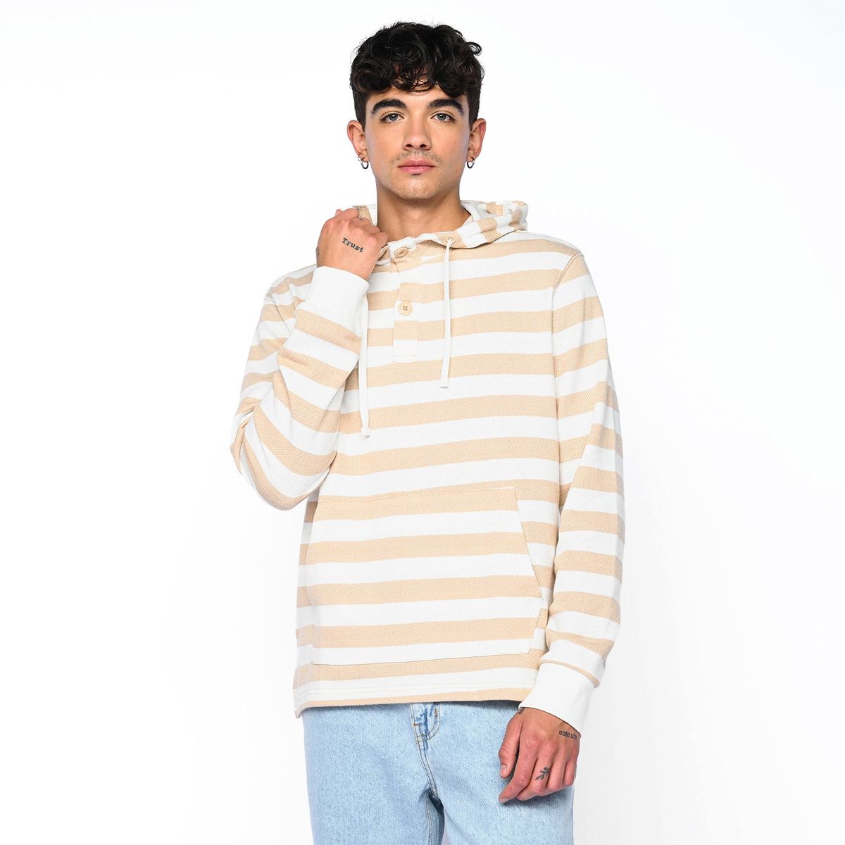 BEARCLIFF - Camiseta Hombre Manga larga de Rayas de Algodón Bearcliff 