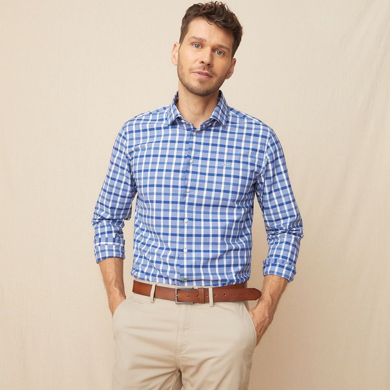 LA MARTINA - Camisa Hombre de Cuadros Manga larga Slim Algodón La Martina
