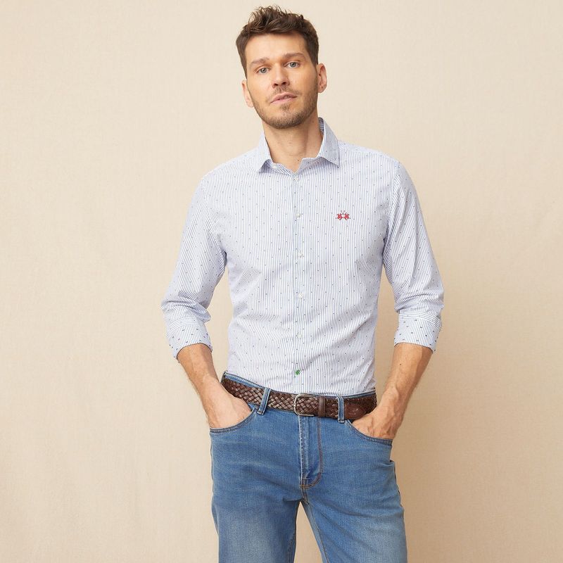LA MARTINA - Camisa Hombre Manga larga Slim Algodón La Martina