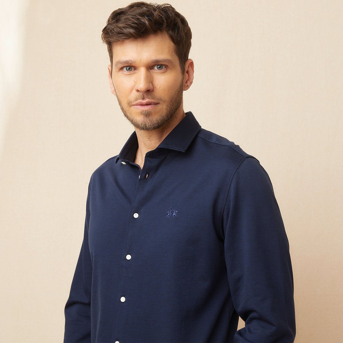 LA MARTINA - Camisa Hombre Manga larga Slim de Algodón La Martina