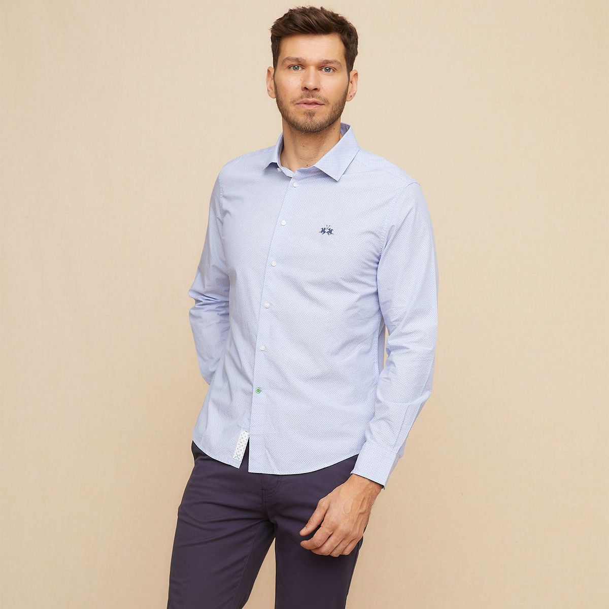 LA MARTINA - Camisa Hombre Manga larga Slim Algodón La Martina