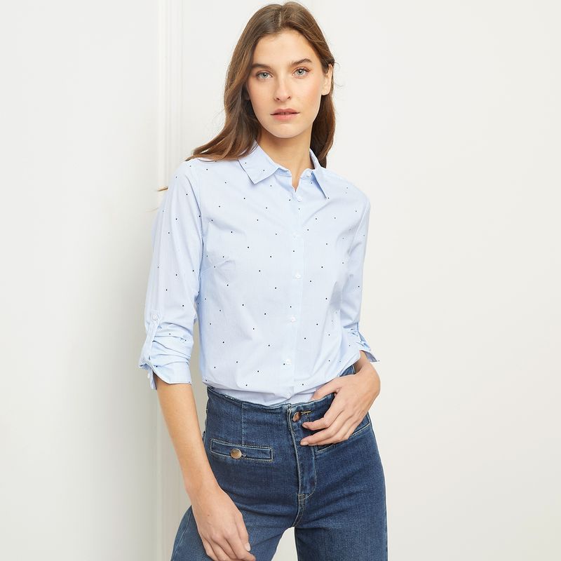 BASEMENT - Camisa Mujer Manga larga de Algodón Basement