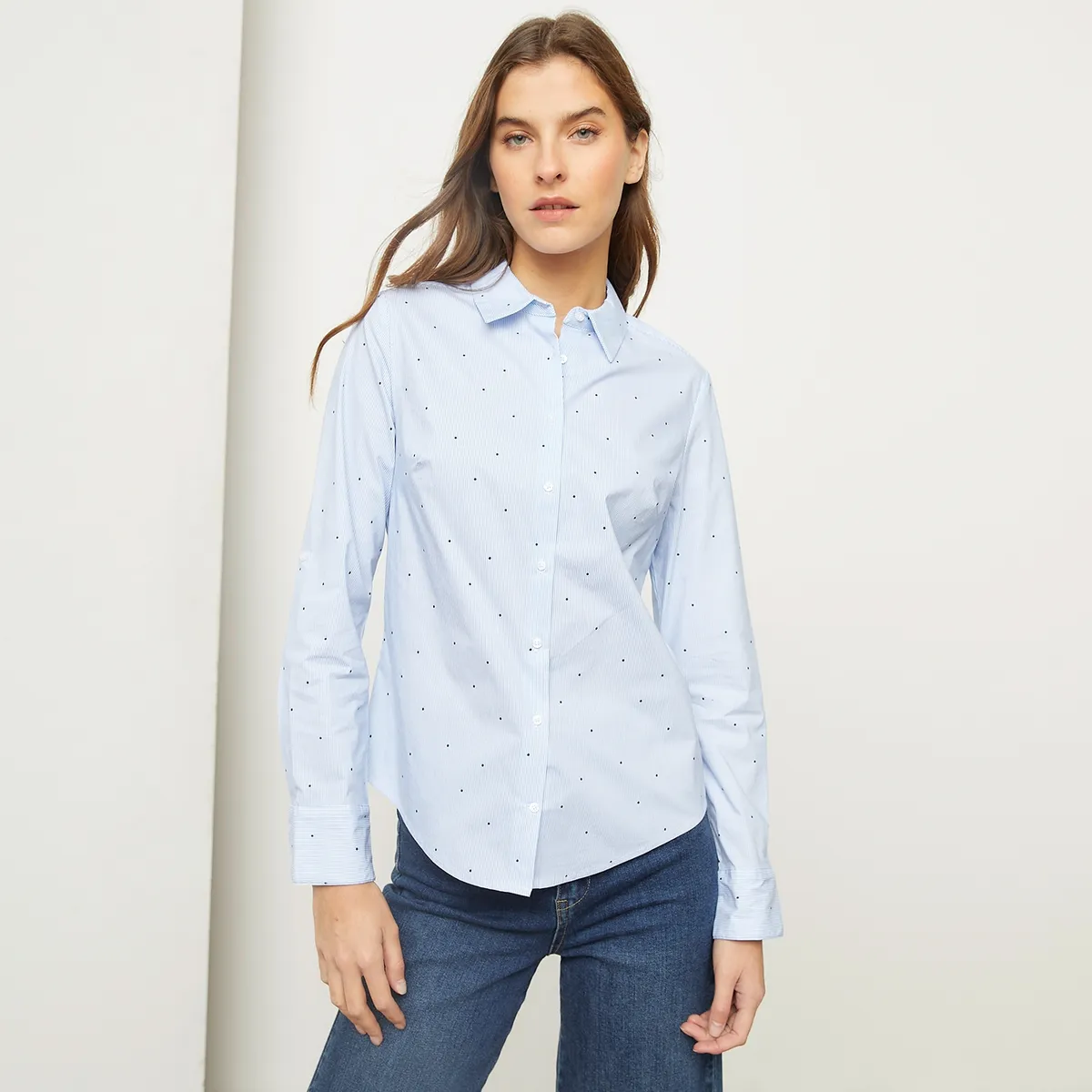 BASEMENT - Camisa Mujer Manga larga de Algodón Basement