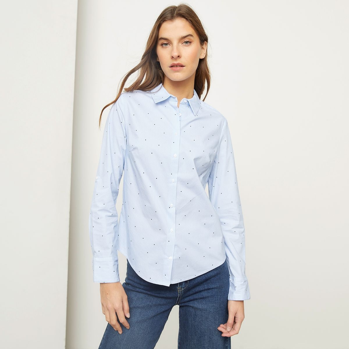 BASEMENT - Camisa Mujer Manga larga de Algodón Basement