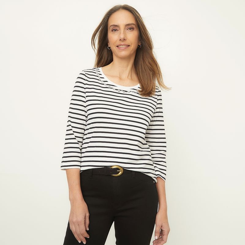 NEWPORT - Blusa Mujer Manga 3/4 de Algodón Newport