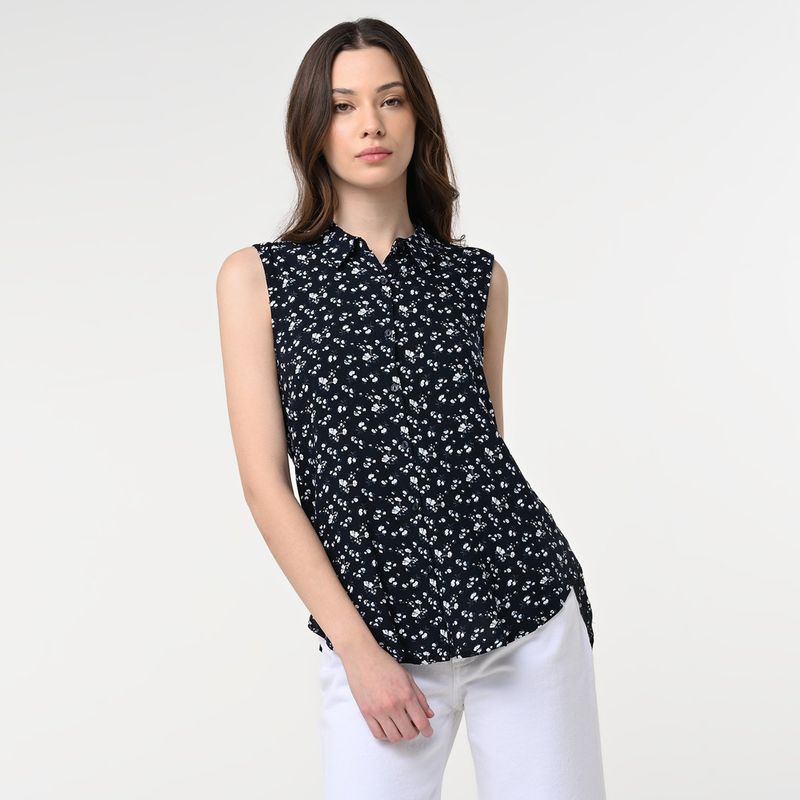 SYBILLA - Blusa Mujer con Estampado Sin mangas Sybilla