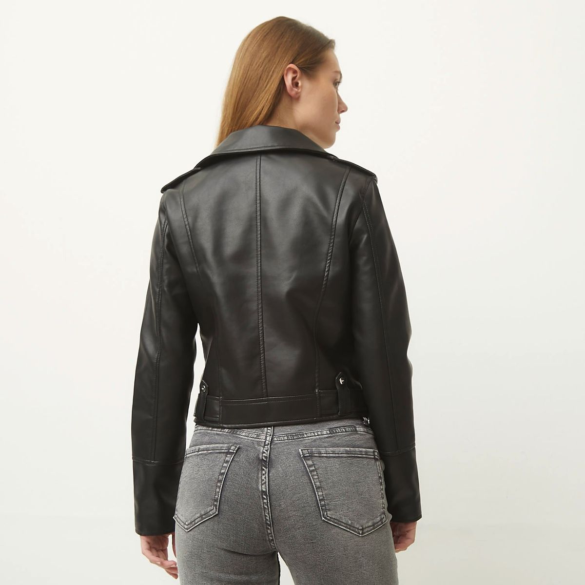 SYBILLA - Chaqueta Mujer Tipo biker Ajustada Efecto cuero Sybilla
