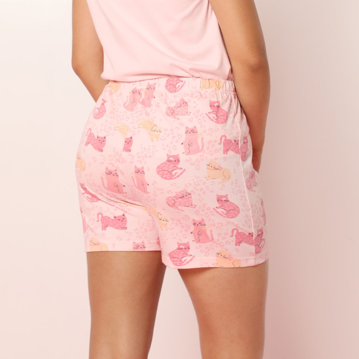 SYBILLA - Short de pijama Mujer Manga corta con Estampado de Algodón Sybilla