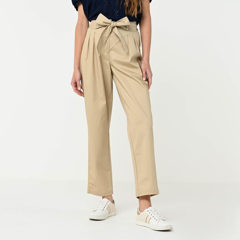 NEWPORT - Pantalón Recto para Mujer Tiro medio de Algodón Newport