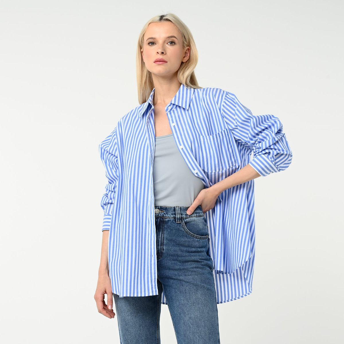 BASEMENT - Camisa Mujer Manga larga de Algodón Basement Regular fit