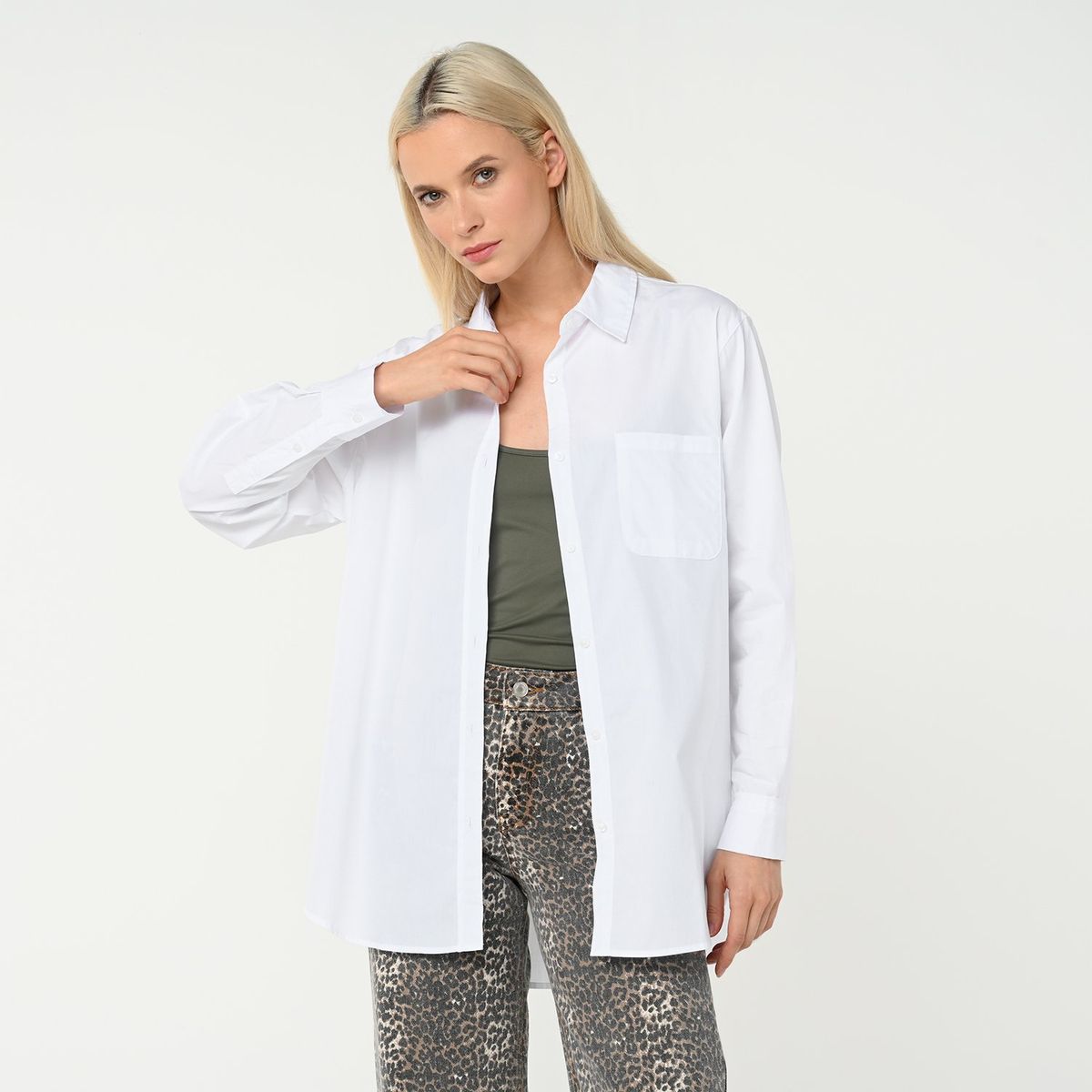 BASEMENT - Camisa Mujer Manga larga de Algodón Basement Regular fit