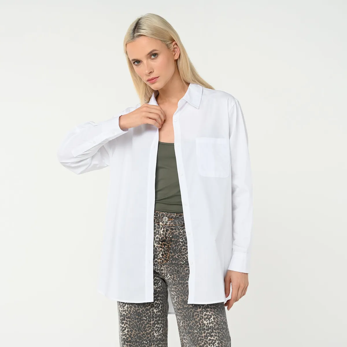 BASEMENT - Camisa Mujer Manga larga de Algodón Basement Regular fit