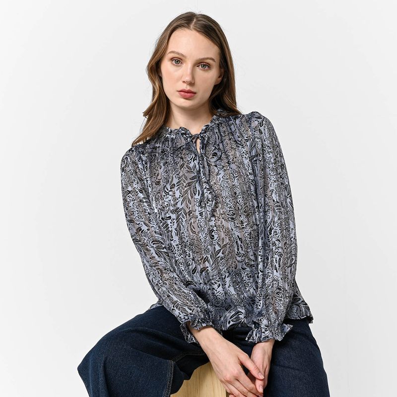UNIVERSITY CLUB - Blusa para Mujer con Estampado Manga larga University Club