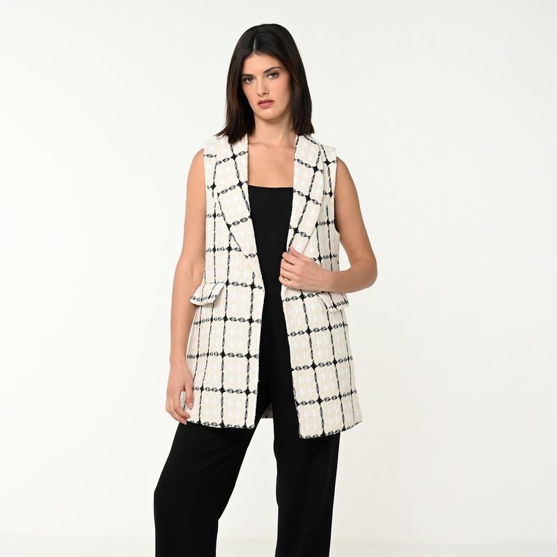 BASEMENT - Chaleco para Mujer de Cuadros de Algodón Basement