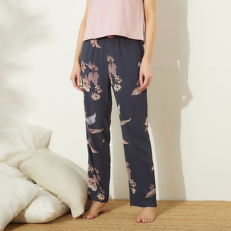 BLU - Pantalón de pijama Mujer de Viscosa blu