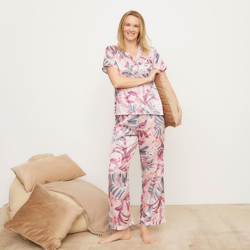 SOUTHLAND - Conjunto pijama mujer pantalón largo y manga corta Southland