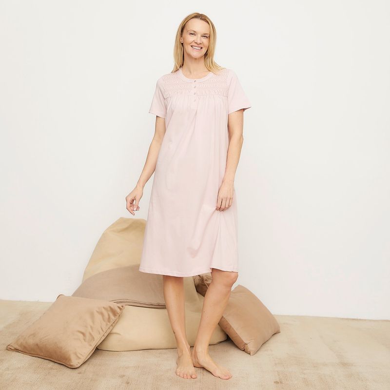 SOUTHLAND - Camisa de dormir Mujer Largo Manga corta de Algodón Southland