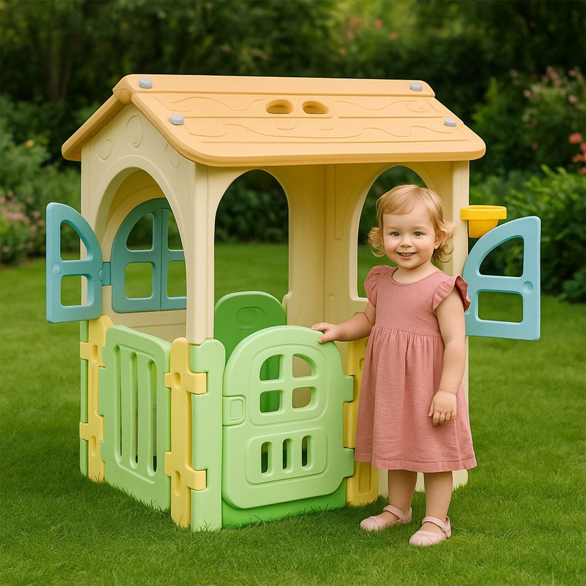 SCOOP - Casa de juegos infantil para exterior exterior de 120x100x100 cm, a partir de los 3 años 