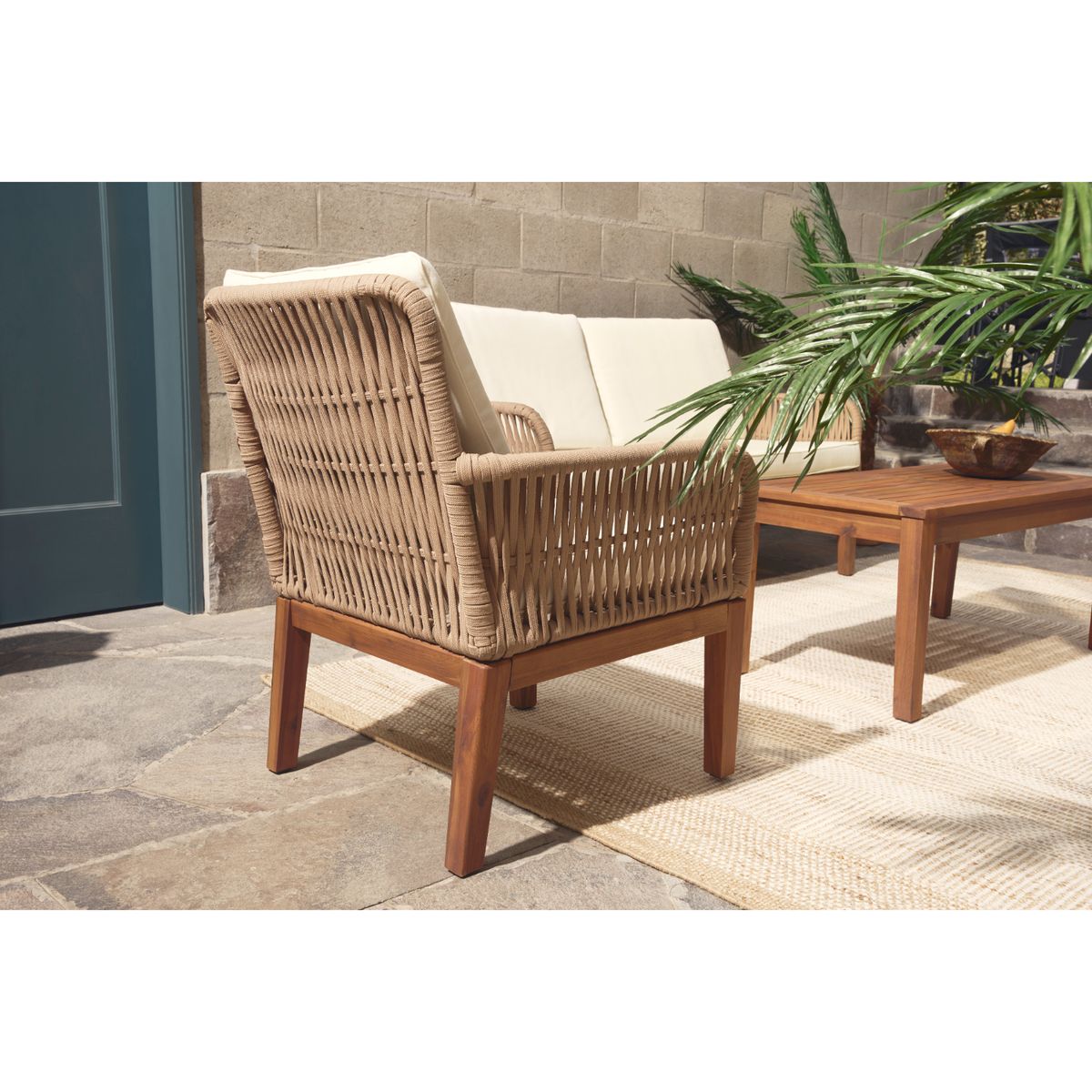 BASEMENT HOME - Sala para exterior 4 puestos Cue (Set con sofá, 2 sillas y mesa de centro) Basement Home